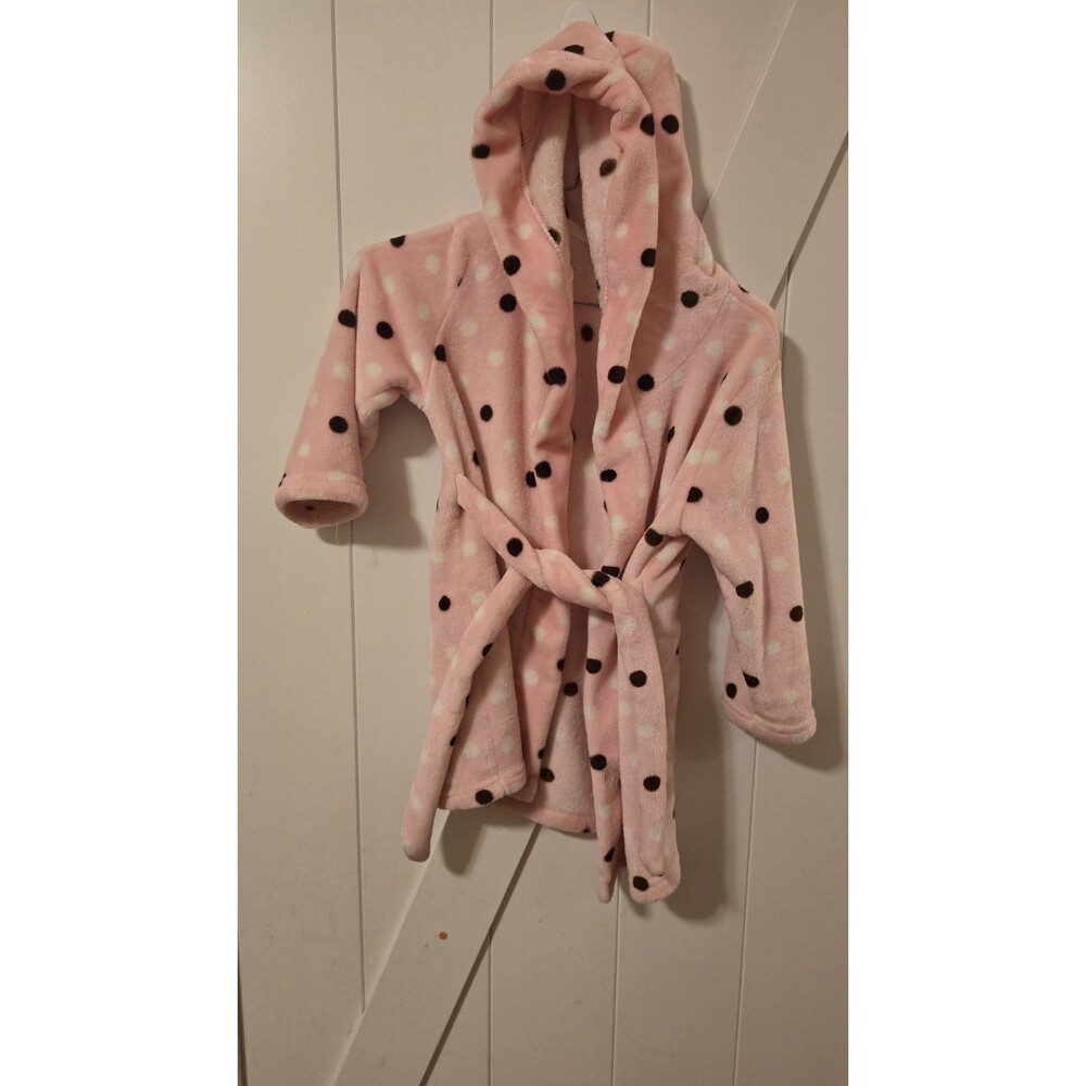 Unbranded Toddler Pink Polka Dot Bath Robe Girls SIZE S 7/8